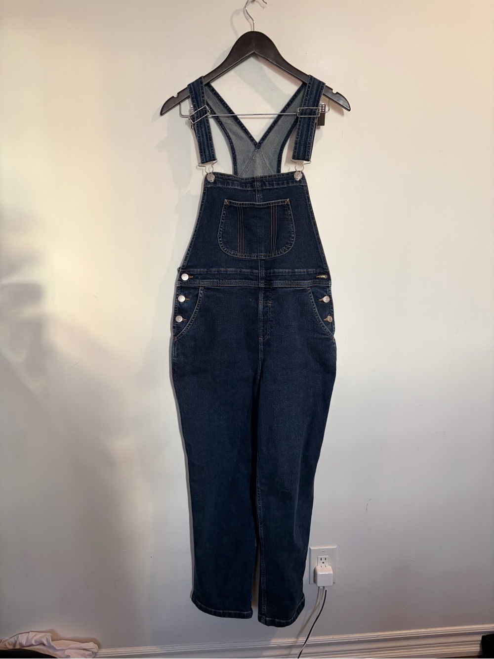LL Bean Dark Blue Denim Overalls - Women's Jeans Overall - Medium